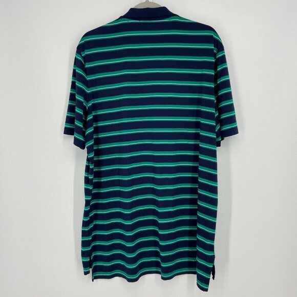 RLX Ralph Lauren Polo Shirt Men's Size XL Blue/Green Striped Golf Short Sleeve - Picture 2 of 7